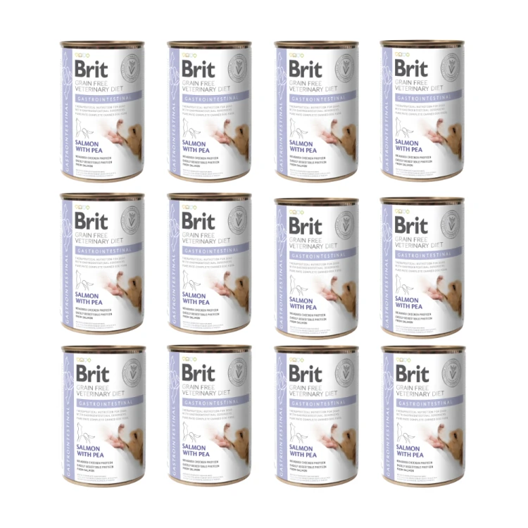 Brit Veterinary Diet Dog Gastrointestinal Łosoś 12x400g Mokra karma weterynaryjna dla psa