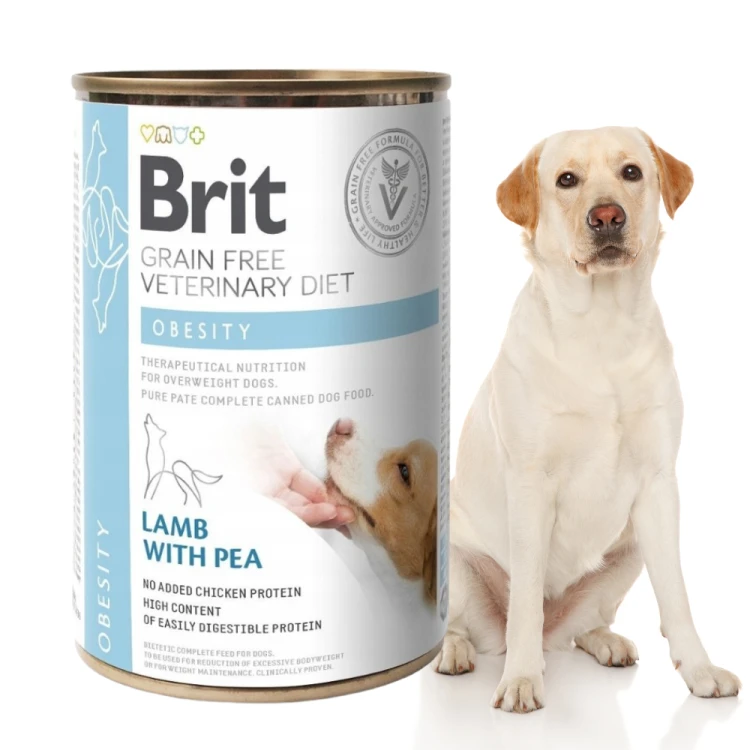 Brit Veterinary Diet Dog Obesity Jagnięcina z Groszkiem 400g Mokra karma dla psa