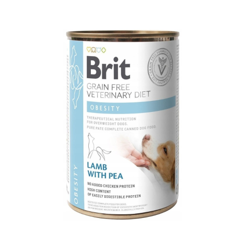 Brit Veterinary Diet Dog Obesity Jagnięcina z Groszkiem 400g Mokra karma dla psa