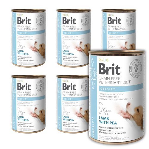 Brit Veterinary Diet Dog Obesity Jagnięcina z Groszkiem 6x400g Karma weterynaryjna dla psa