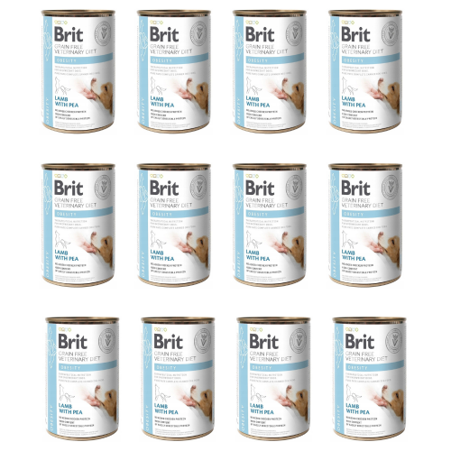 Brit Veterinary Diet Dog Obesity Jagnięcina z Groszkiem 12x400g Karma weterynaryjna dla psa