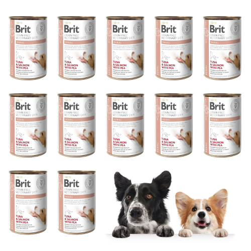 Brit Veterinary Diet Dog Renal Tuńczyk i Łosoś 12x400g Karma weterynaryjna dla psa