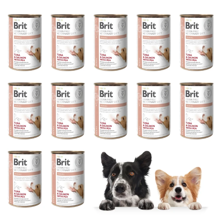 Brit Veterinary Diet Dog Renal Tuńczyk i Łosoś 12x400g Karma weterynaryjna dla psa