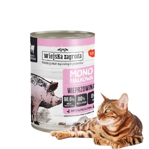 Wiejska Zagroda Monobiałkowa Wieprzowina 400g mokra karma dla kota