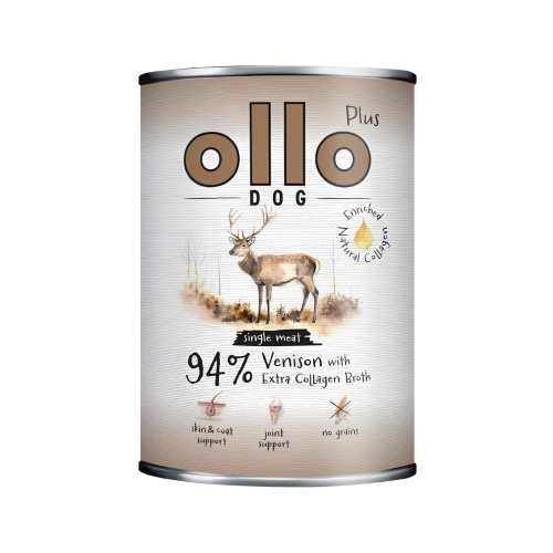 Ollo Plus Jeleń 400g Hipoalergiczna mokra karma dla psa z kolagenem