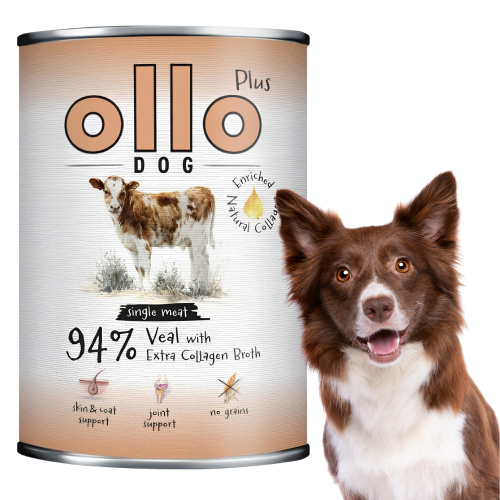 OLLO Plus Cielęcina 400g Hipoalergiczna mokra karma dla psa z kolagenem