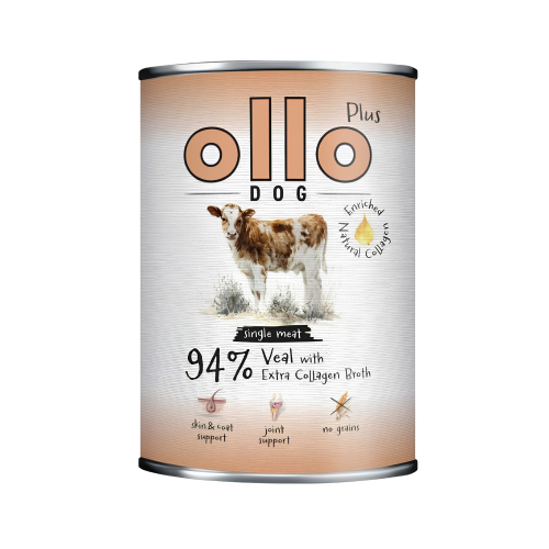 OLLO Plus Cielęcina 400g Hipoalergiczna mokra karma dla psa z kolagenem