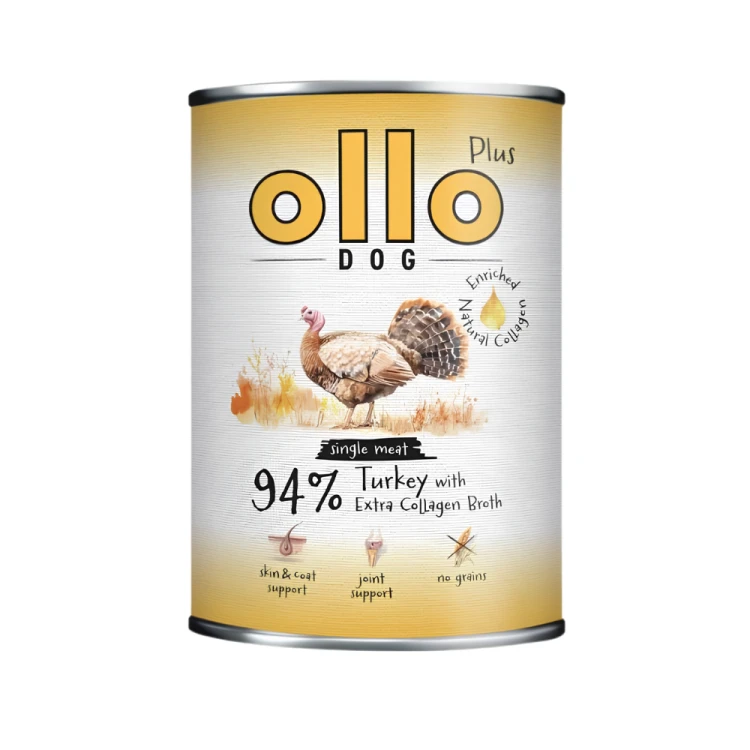 Ollo Plus Indyk 400g Hipoalergiczna mokra karma dla psa z kolagenem