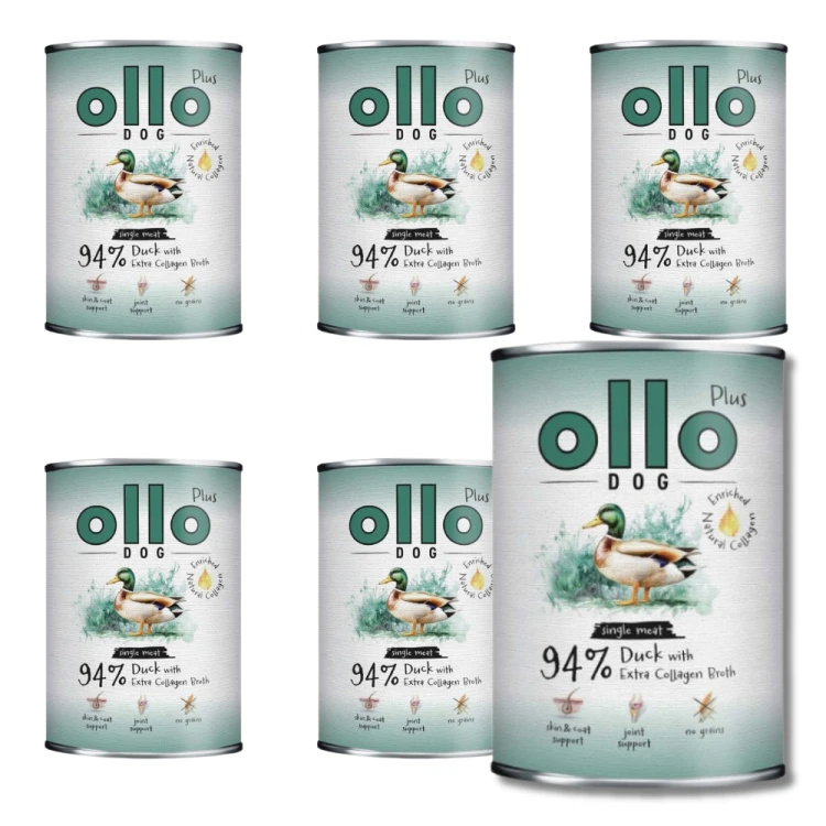Ollo Plus Kaczka  6x400g Hipoalergiczna mokra karma dla psa z kolagenem
