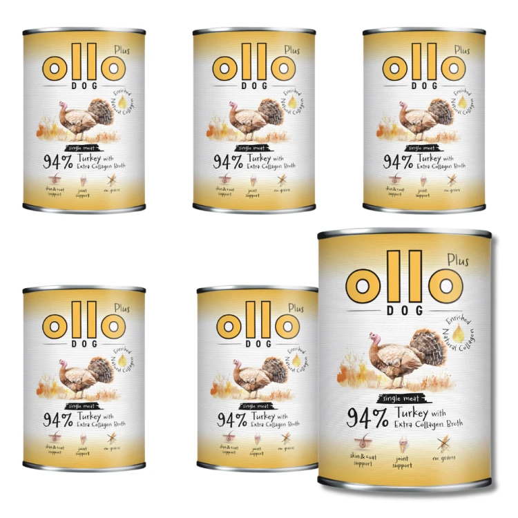 Ollo Plus Indyk 6x400g Hipoalergiczna mokra karma dla psa z kolagenem