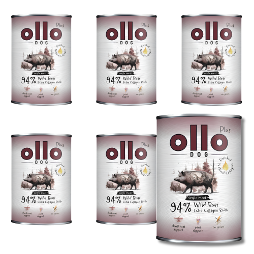 Ollo Plus Dzik 6x400g Hipoalergiczna mokra karma dla psa z kolagenem