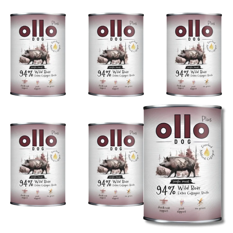 Ollo Plus Dzik 6x400g Hipoalergiczna mokra karma dla psa z kolagenem