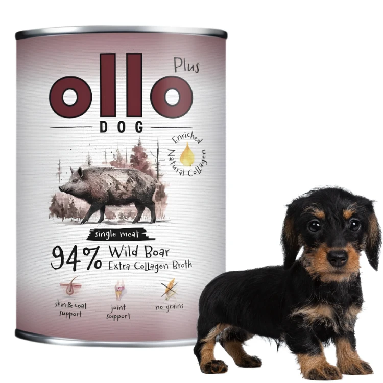 Ollo Plus Dzik 6x400g Hipoalergiczna mokra karma dla psa z kolagenem