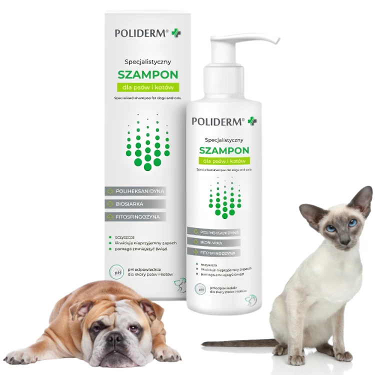 Poliderm Szampon dermatologiczny 250ml dla psa i kota - łupież, grzybica