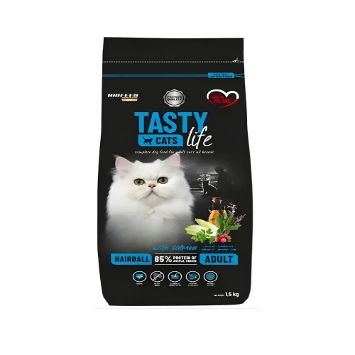 BioFeed Tasty Cats Life Hairball Łosoś 1,5 kg Karma odkłaczająca dla kota z rybą