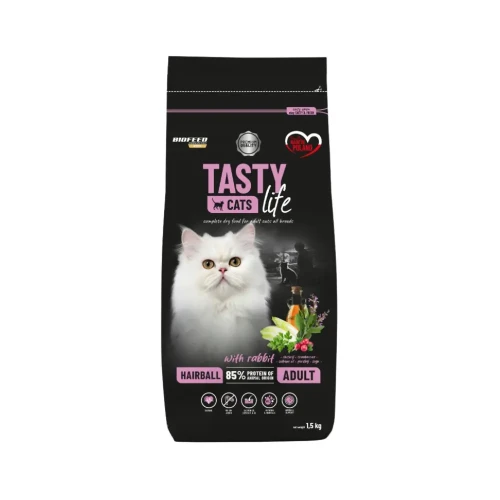 BioFeed Tasty Cats Life Hairball Królik 1,5 kg Karma odkłaczająca dla kota