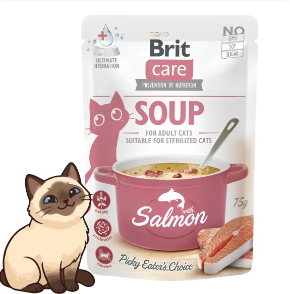 Brit Care Zupa z Łososiem 75g Karma mokra dla kota