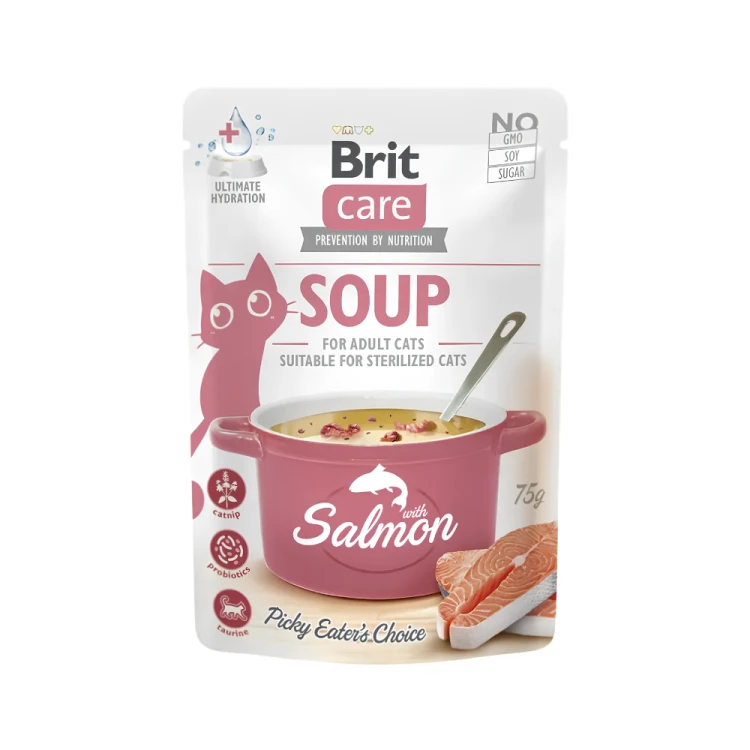 Brit Care Zupa z Łososiem 75g Karma mokra dla kota