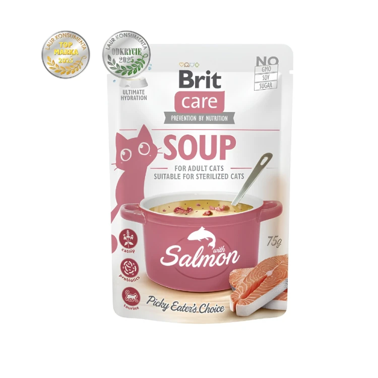 Brit Care Zupa z Łososiem 75g Karma mokra dla kota
