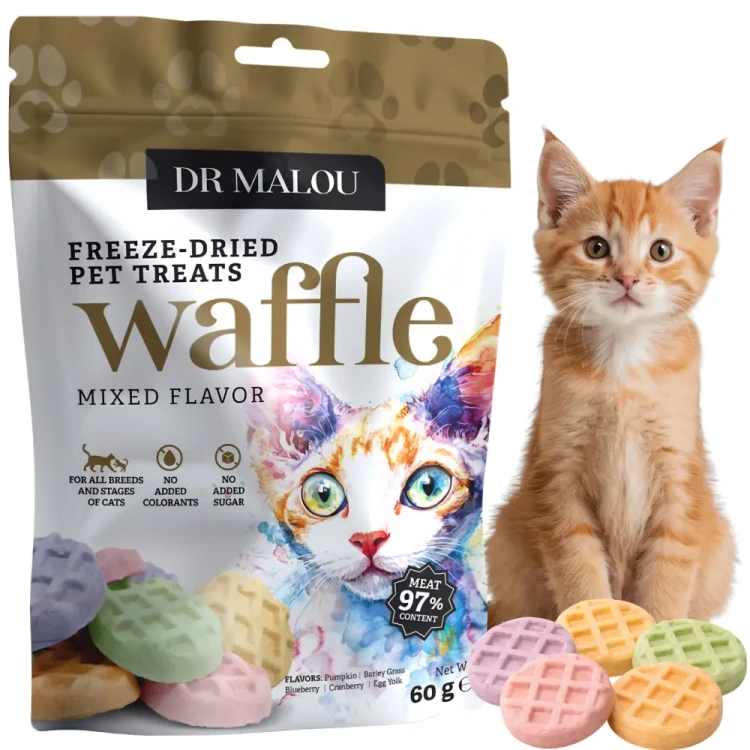Dr Malou Wafle liofilizowane z kurczaka 60g Przysmaki dla kota mix