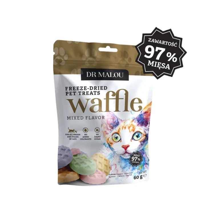 Dr Malou Wafle liofilizowane z kurczaka 60g Przysmaki dla kota mix