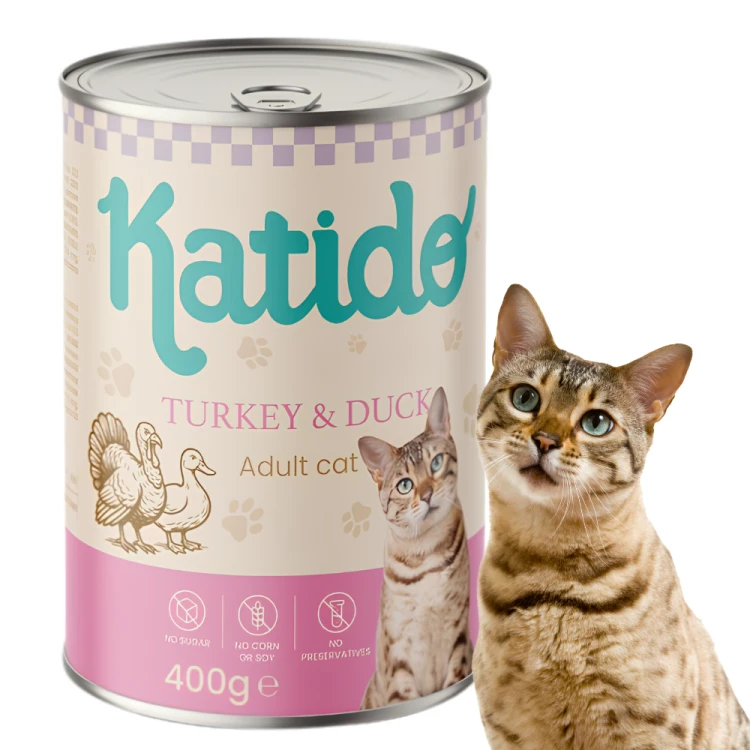 Katido Mokra karma dla kota Indyk z kaczką 400g puszka