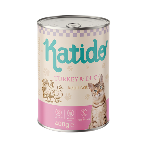Katido Mokra karma dla kota Indyk z kaczką 400g puszka
