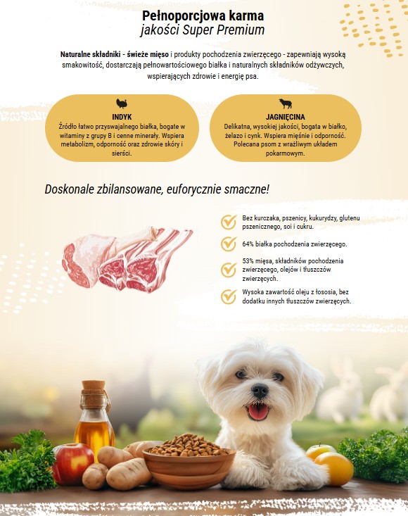 EUPHORIA Fresh Meat Indyk z Jagnięciną 2 kg XS/S Sucha karma dla mini i małych psów