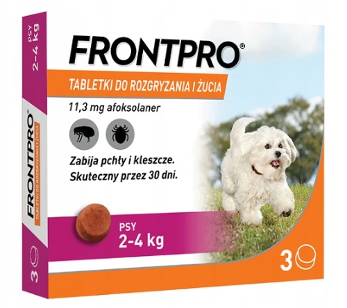 FrontPro 11mg tabletki do żucia dla małych psów o wadze 2-4kg przeciw pchłom i kleszczom