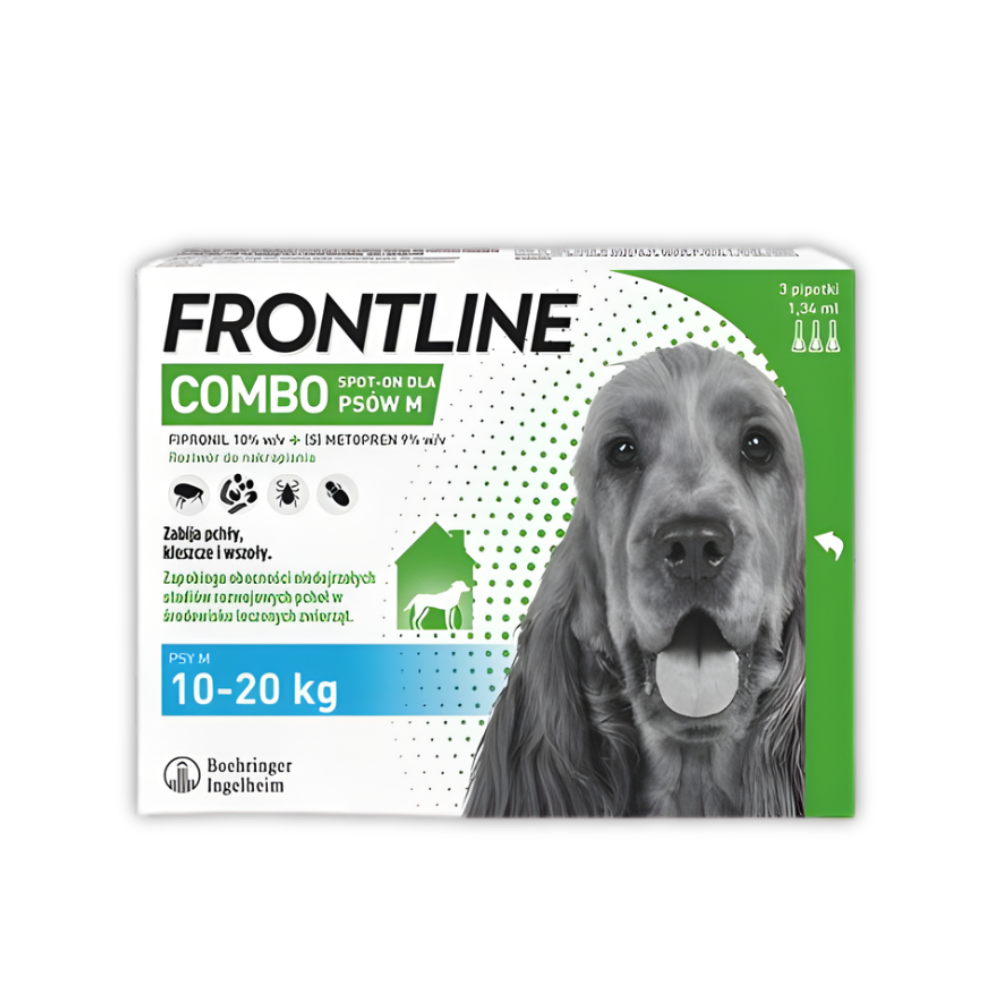 Frontline Combo Spot-On M 3 pip.na pchły, kleszcze i wszoły 10–20 kg pies