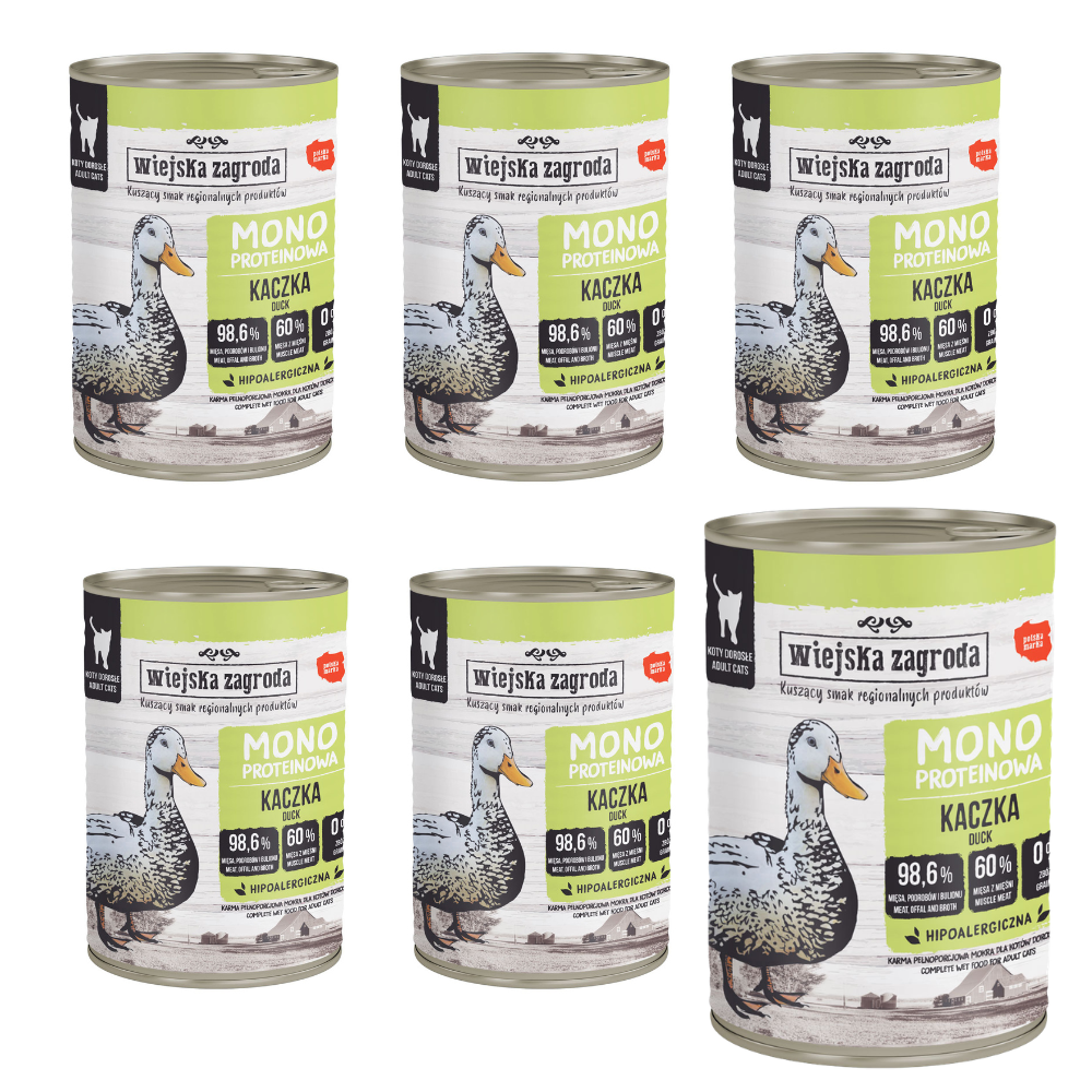 Wiejska Zagroda Kaczka 6x400g – Mokra karma dla kota