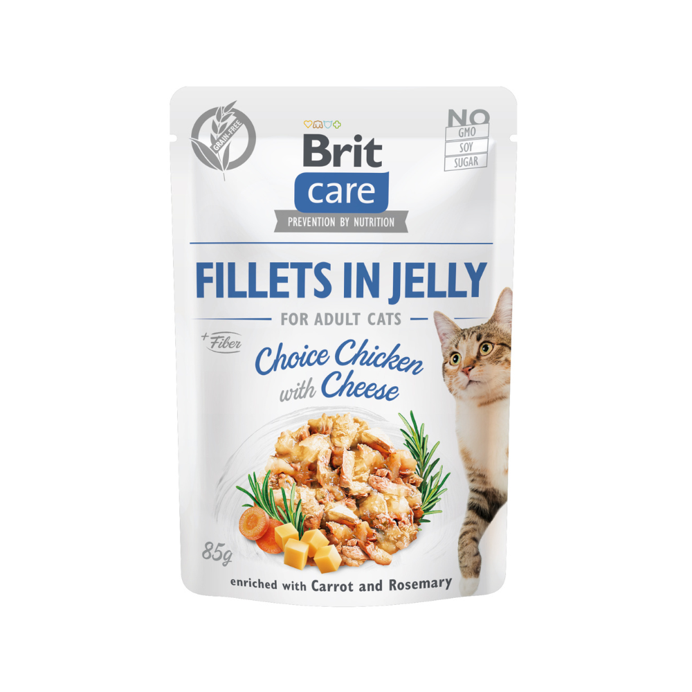 Brit Care Cat Fillets in Jelly, kurczak i ser, 85 g