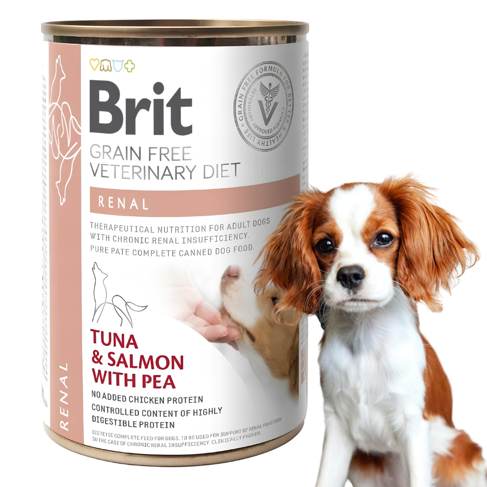 Brit Veterinary Diet Dog Renal Tuńczyk i Łosoś 400g – Specjalistyczna mokra karma dla psa z chorobami nerek