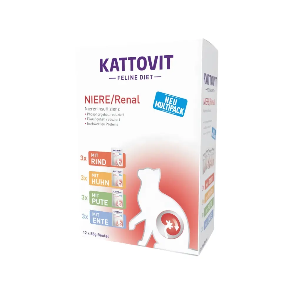 Kattovit Renal Multipack 12x85g – Mokra karma weterynaryjna na nerki dla kota (MIX)