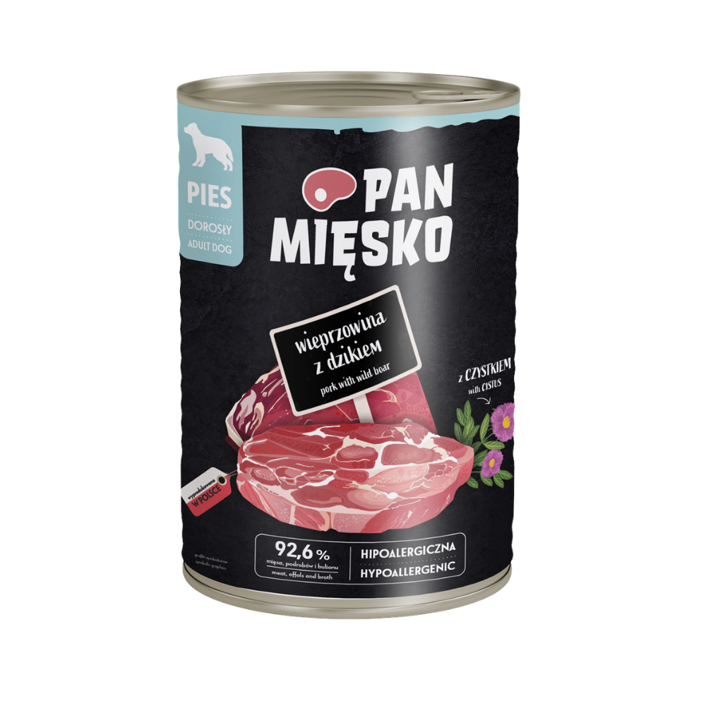 Pan Mięsko Wieprzowina z dzikiem 400 g Mokra karma dla psa