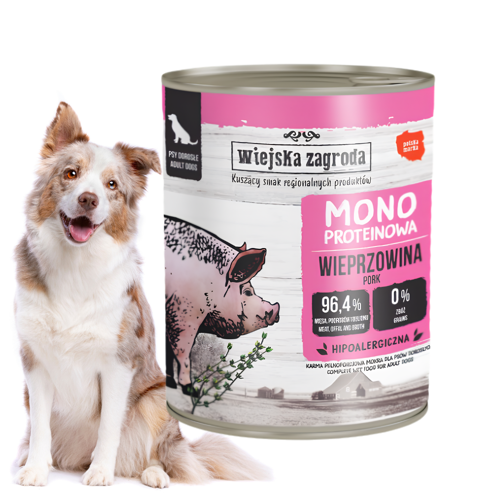 Wiejska Zagroda Wieprzowina 800g – Monoproteinowa mokra karma